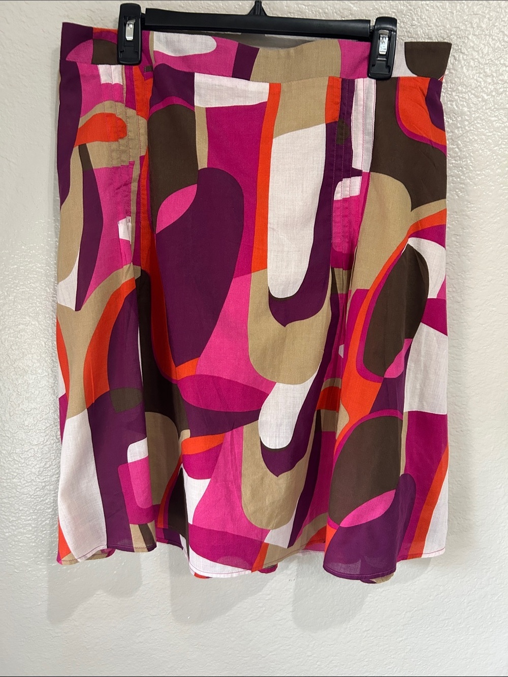 George Abstract Circle Skater Skirt Pink, Brown, Orange and White Sz 16W TC0439